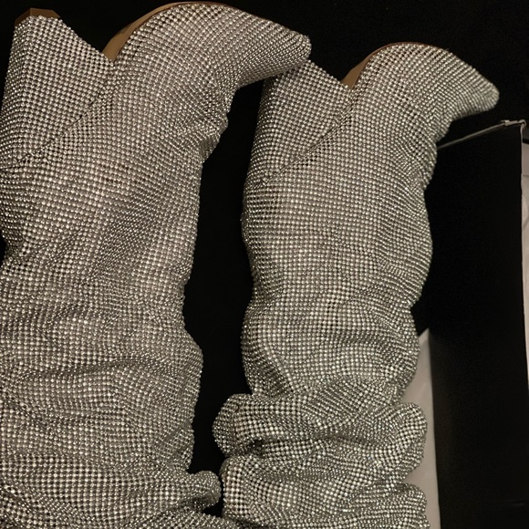 Embellished Rhinestone Crystal Covered Knee High (New with Defects) - Picture 12 of 14